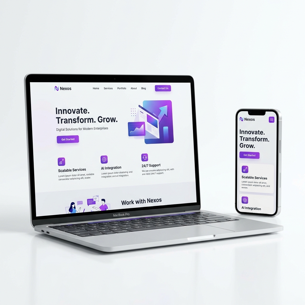 Website Mockup on Laptop and Mobile